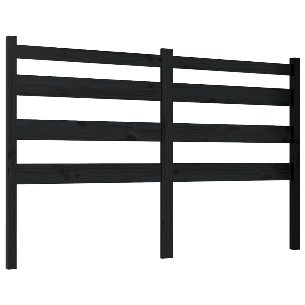 Bed Headboard Black 141x4x100 cm Solid Wood Pine