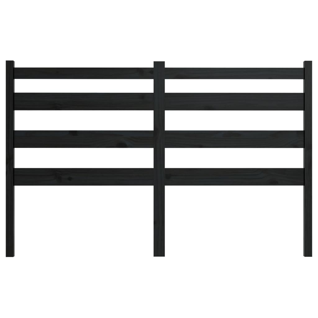 Bed Headboard Black 141x4x100 cm Solid Wood Pine