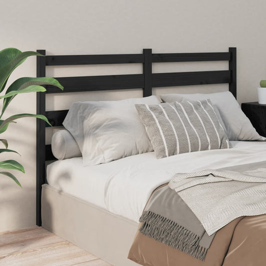 Bed Headboard Black 141x4x100 cm Solid Wood Pine