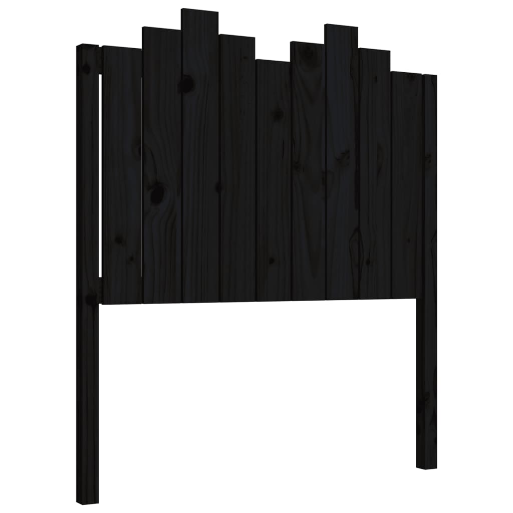 Bed Headboard Black 96x4x110 cm Solid Wood Pine