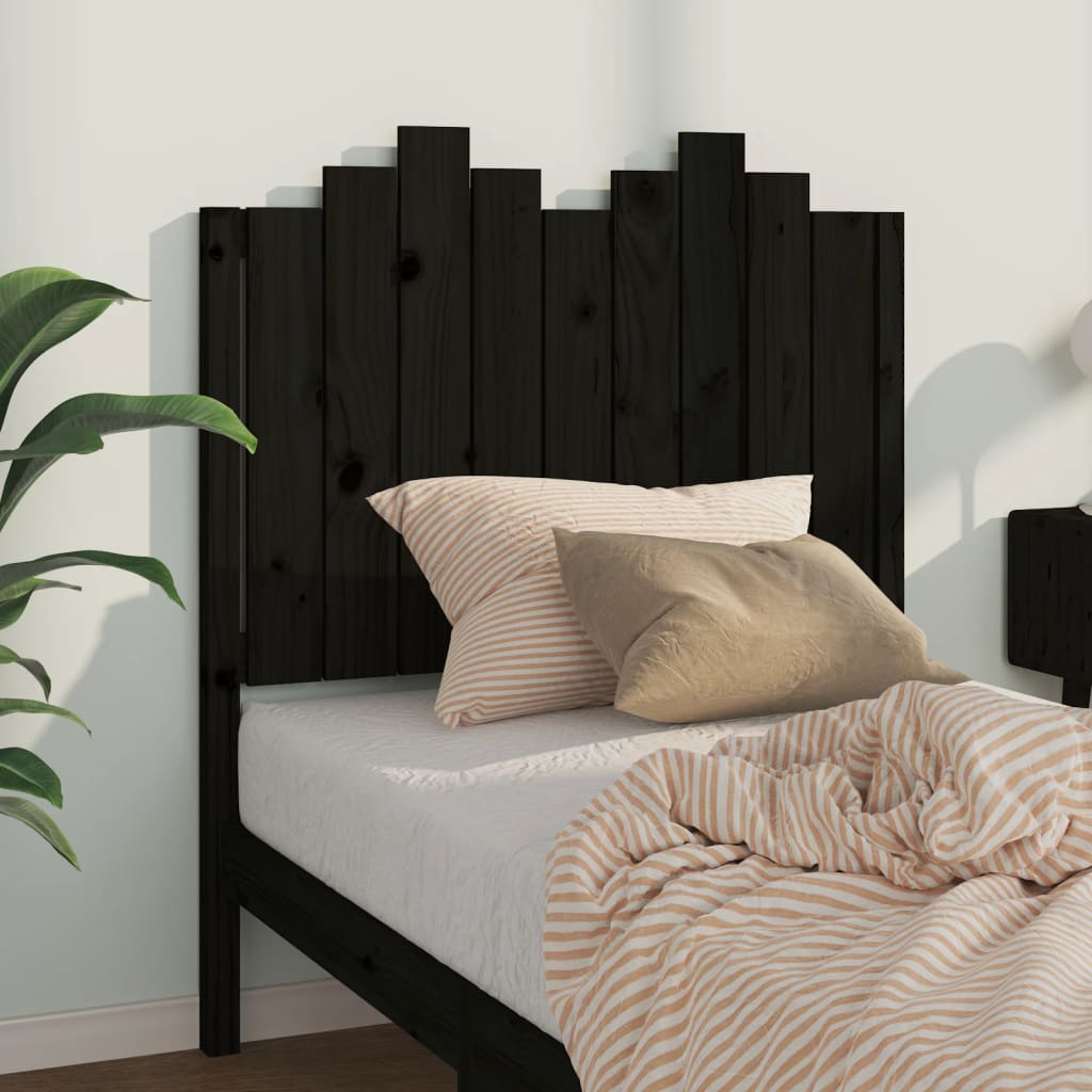 Bed Headboard Black 96x4x110 cm Solid Wood Pine