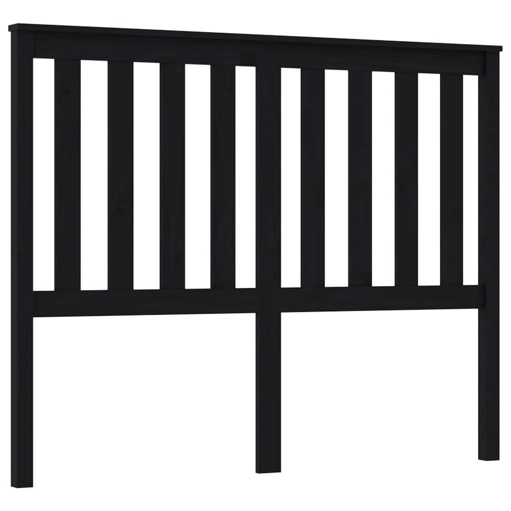 Bed Headboard Black 141x6x101 cm Solid Wood Pine