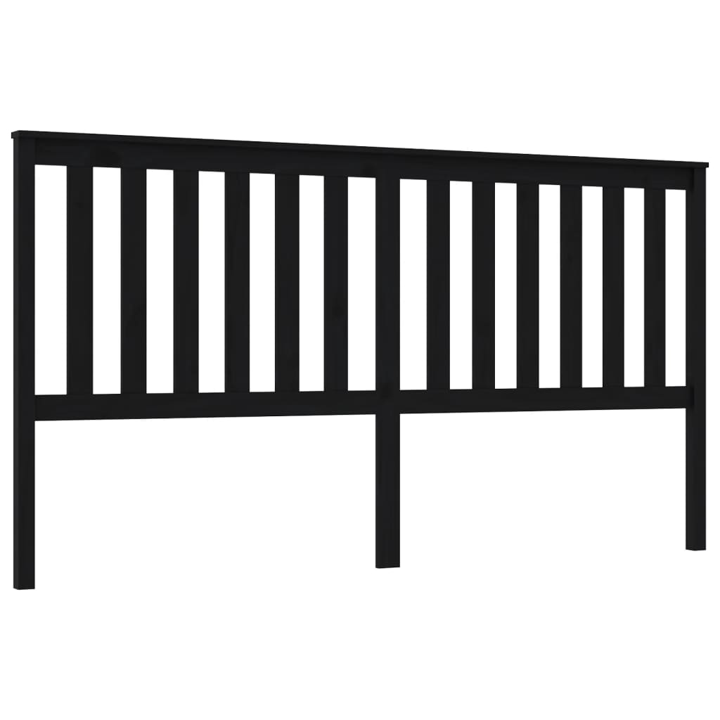 Bed Headboard Black 186x6x101 cm Solid Wood Pine