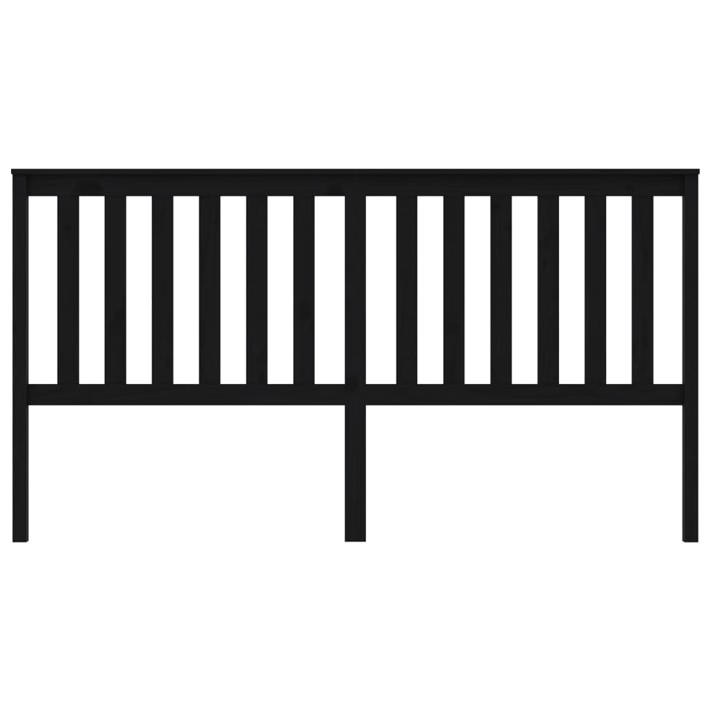 Bed Headboard Black 186x6x101 cm Solid Wood Pine