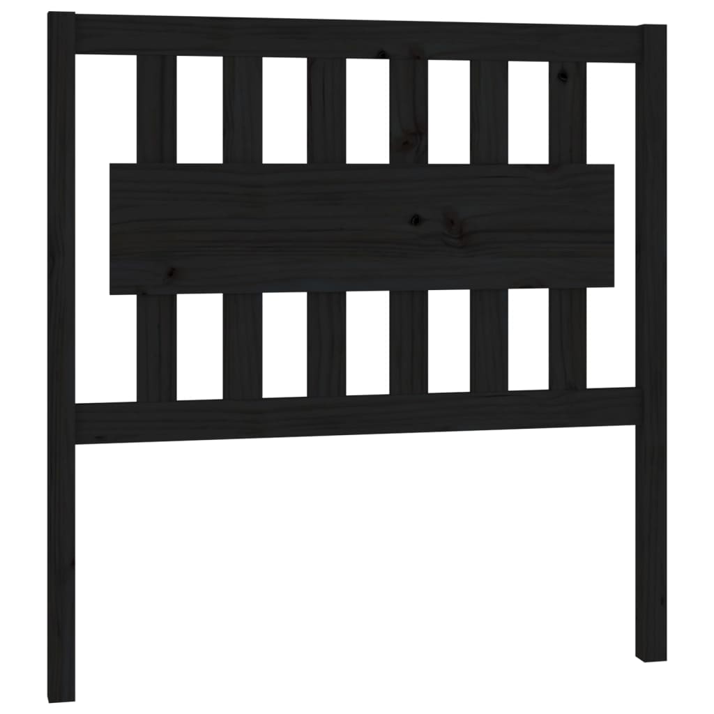 Bed Headboard Black 95.5x4x100 cm Solid Wood Pine