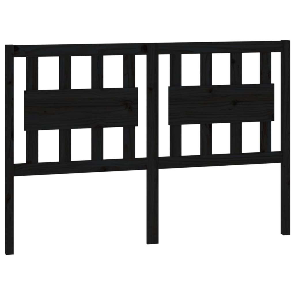 Bed Headboard Black 140.5x4x100 cm Solid Wood Pine