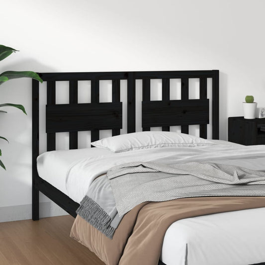 Bed Headboard Black 140.5x4x100 cm Solid Wood Pine