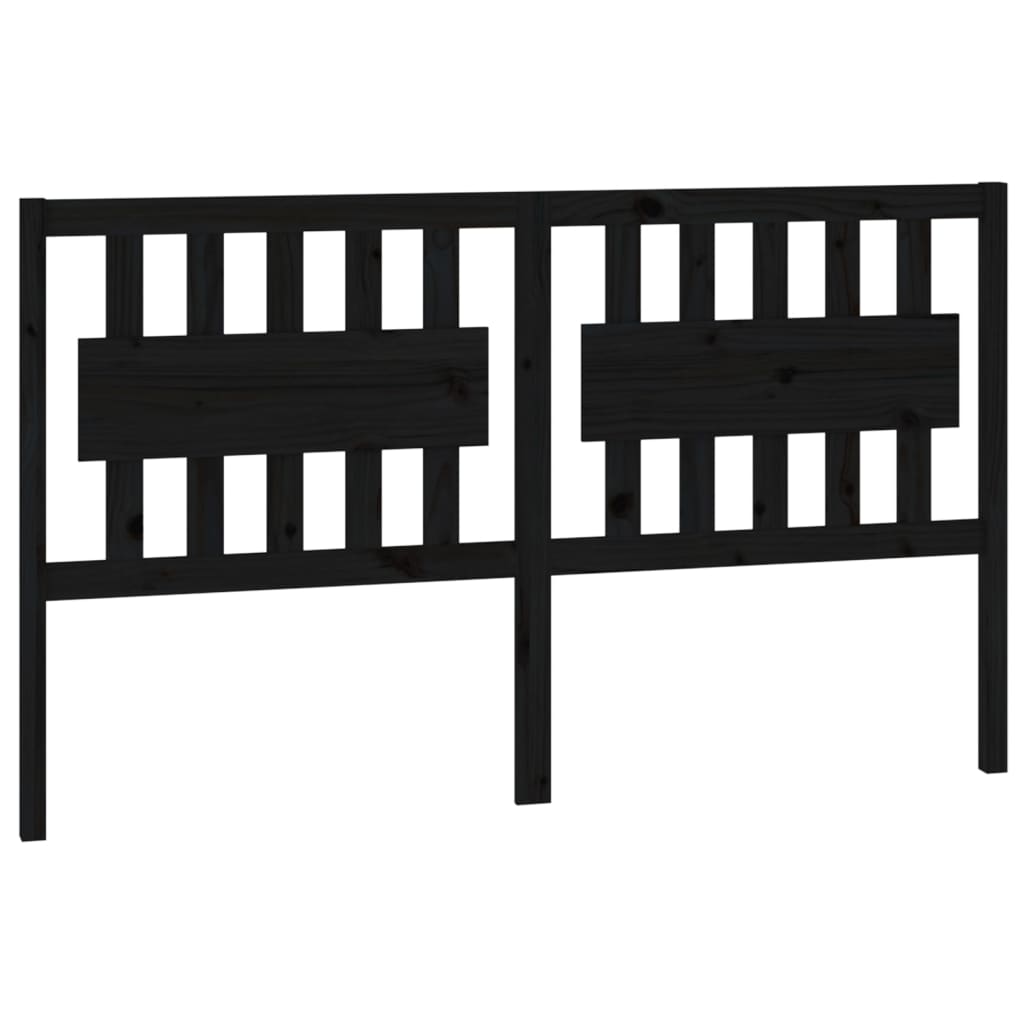 Bed Headboard Black 155.5x4x100 cm Solid Wood Pine