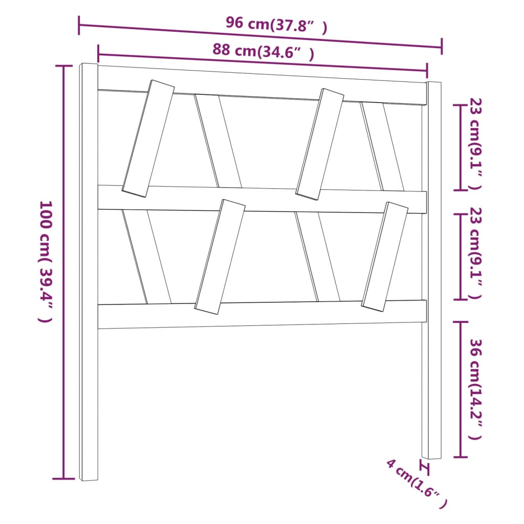 Bed Headboard 96x4x100 cm Solid Wood Pine