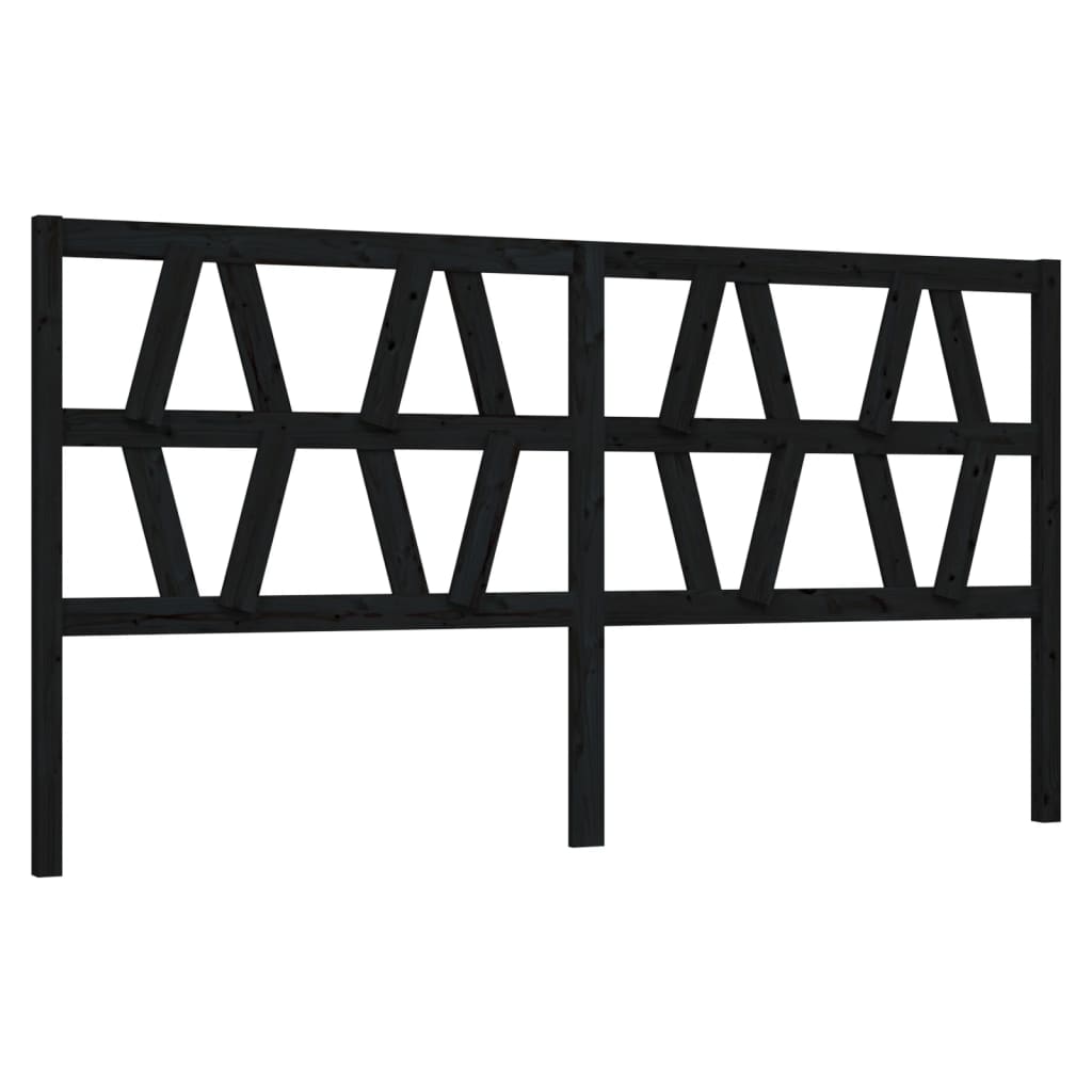 Bed Headboard Black 186x4x100 cm Solid Wood Pine