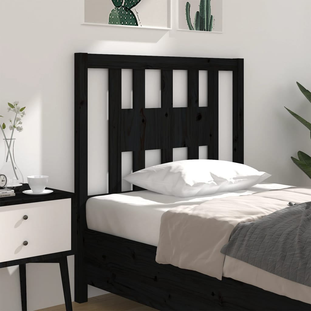 Headboard Black 96x4x100 cm Solid Wood Pine