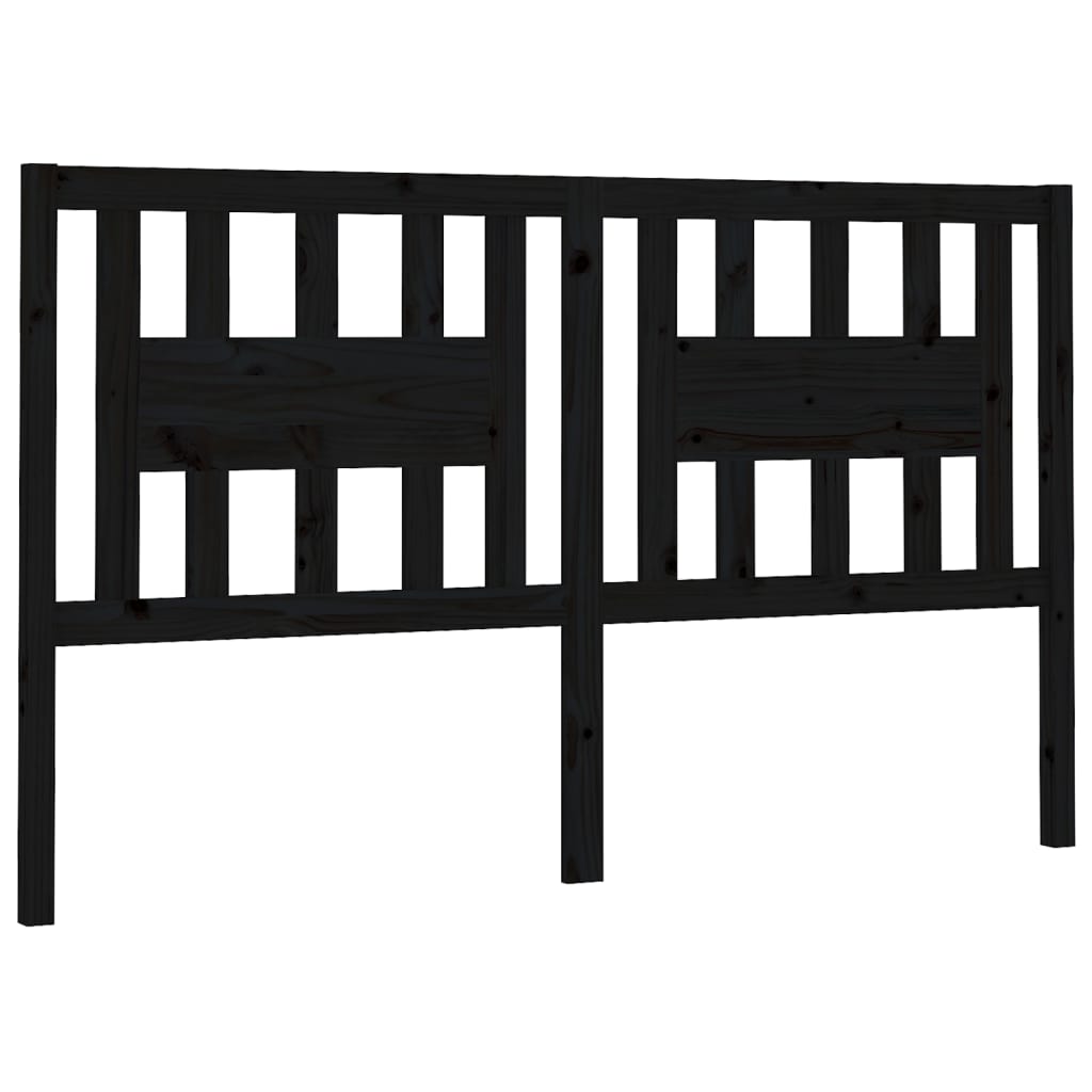 Headboard Black 141x4x100 cm Solid Wood Pine