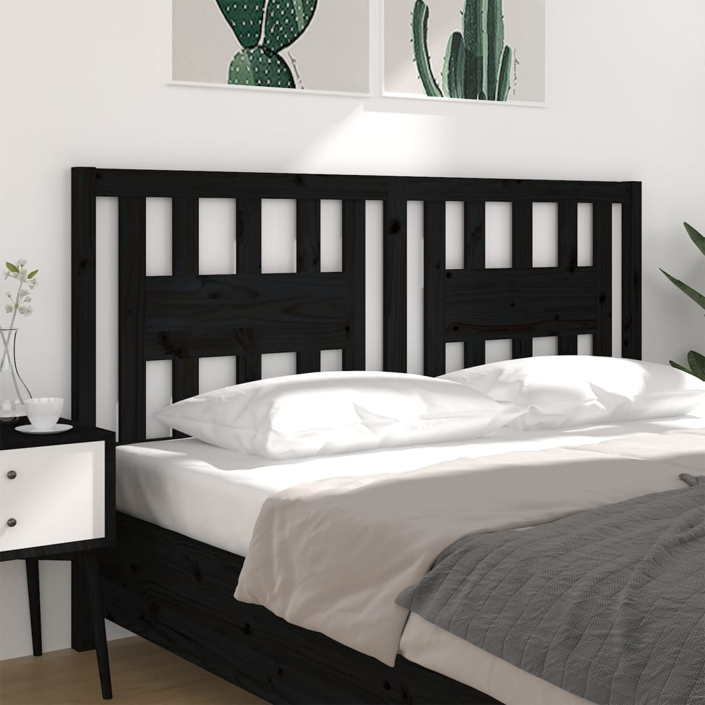 Headboard Black 141x4x100 cm Solid Wood Pine