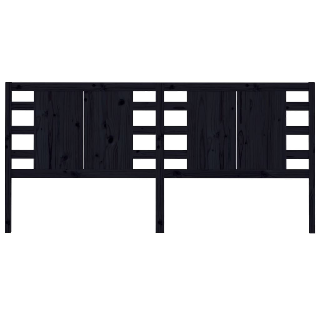 Headboard Black 186x4x100 cm Solid Wood Pine