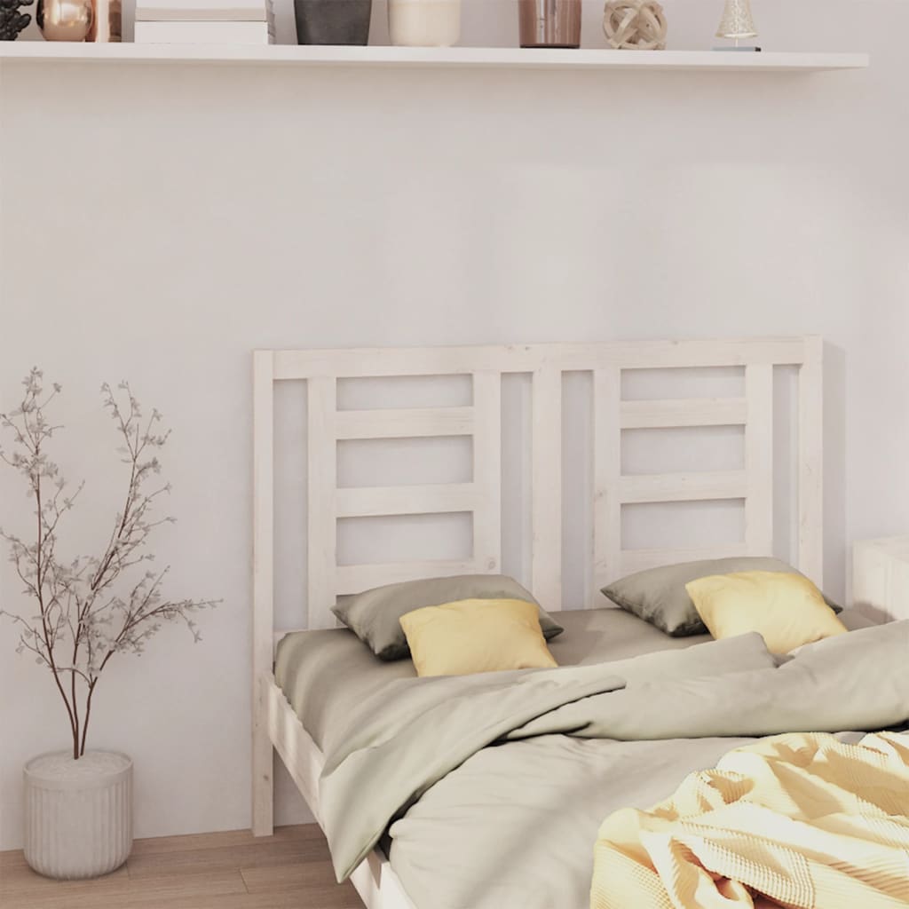 Bed Headboard White 141x4x100 cm Solid Wood Pine