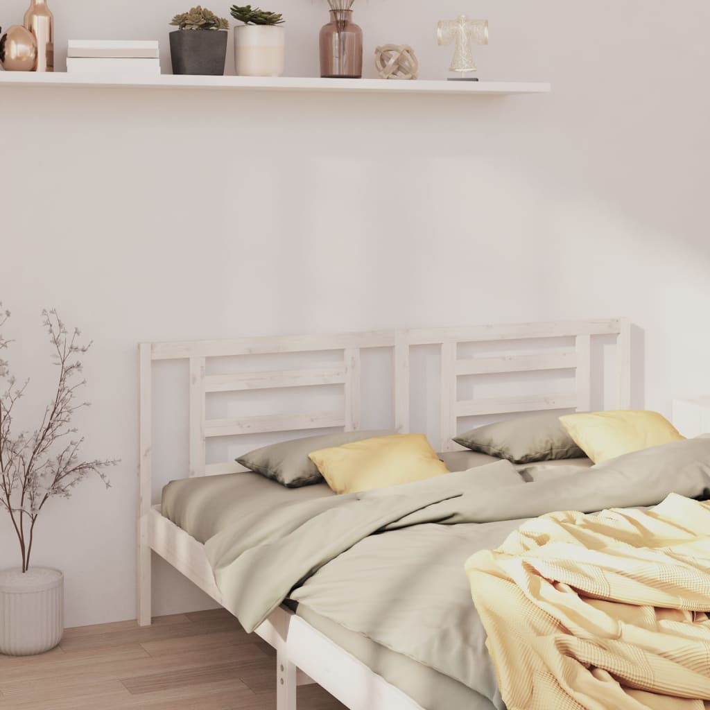 Bed Headboard White 186x4x100 cm Solid Wood Pine