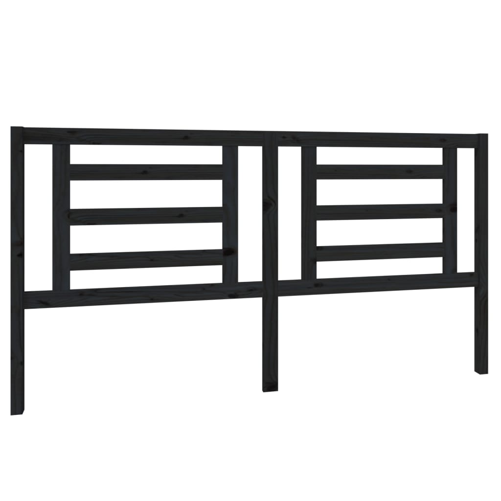 Bed Headboard Black 186x4x100 cm Solid Wood Pine