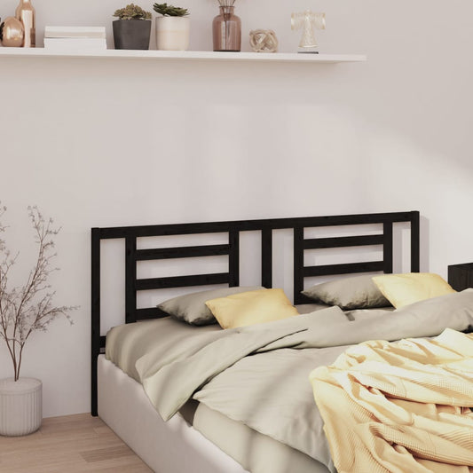 Bed Headboard Black 186x4x100 cm Solid Wood Pine