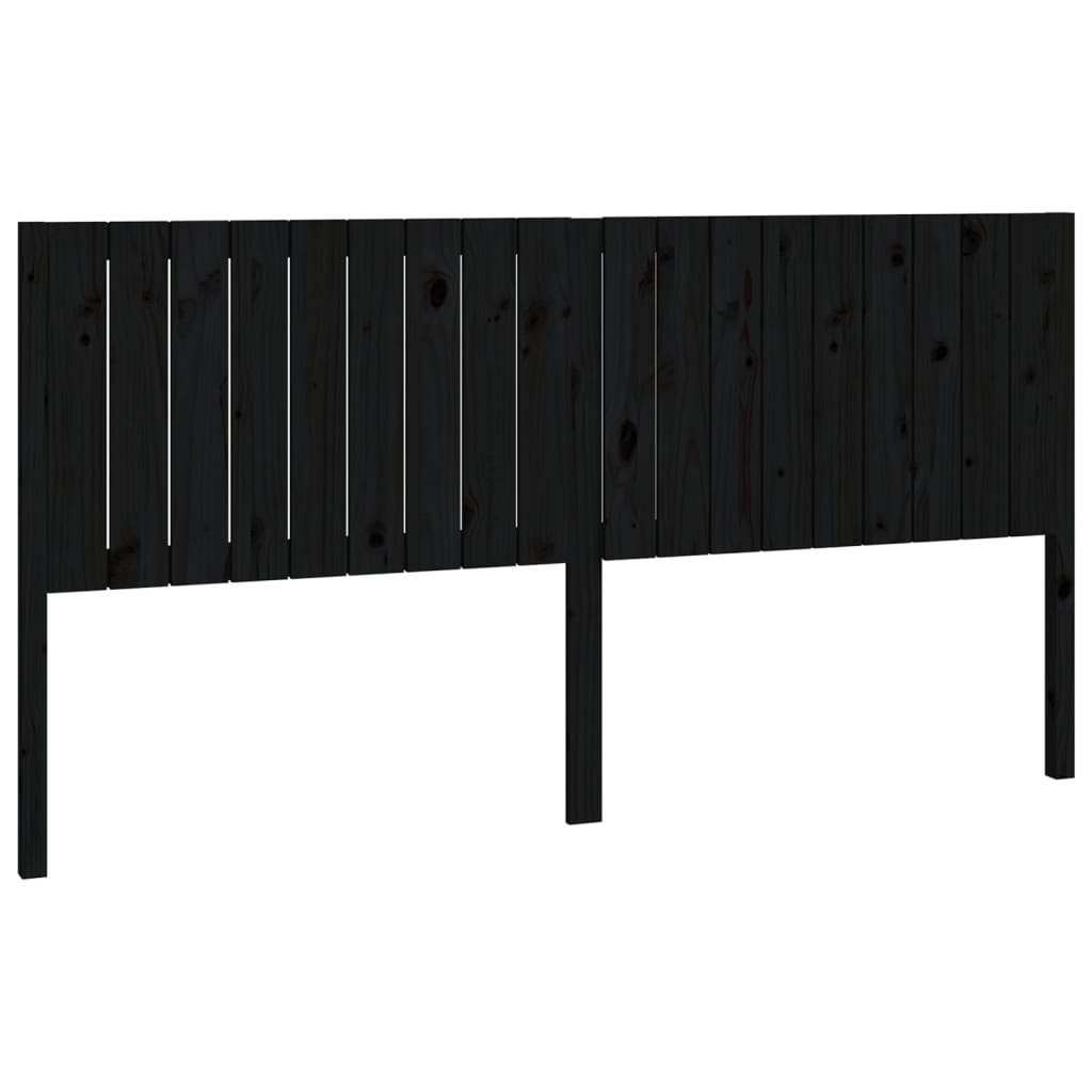 Bed Headboard Black 185.5x4x100 cm Solid Wood Pine