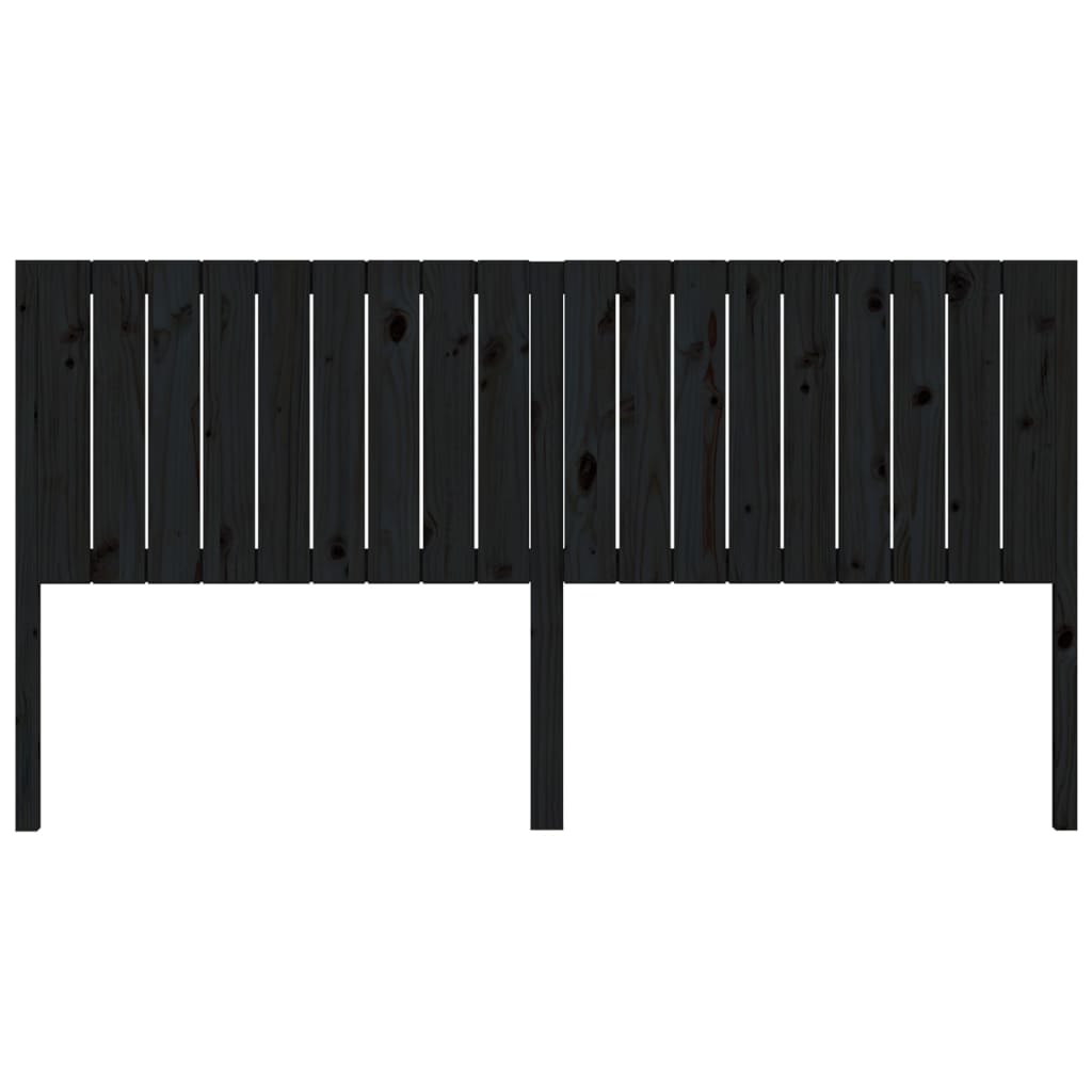 Bed Headboard Black 185.5x4x100 cm Solid Wood Pine