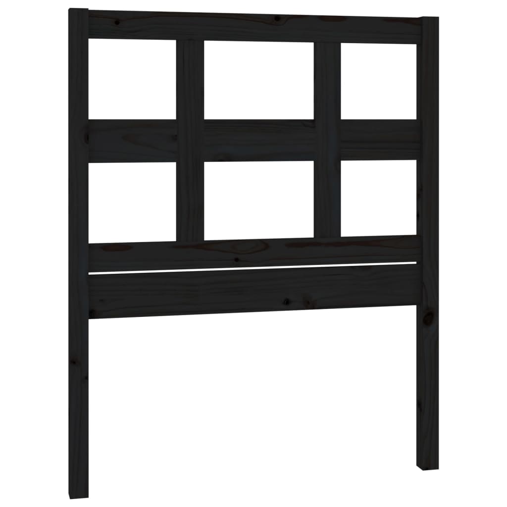 Bed Headboard Black 95.5x4x100 cm Solid Wood Pine