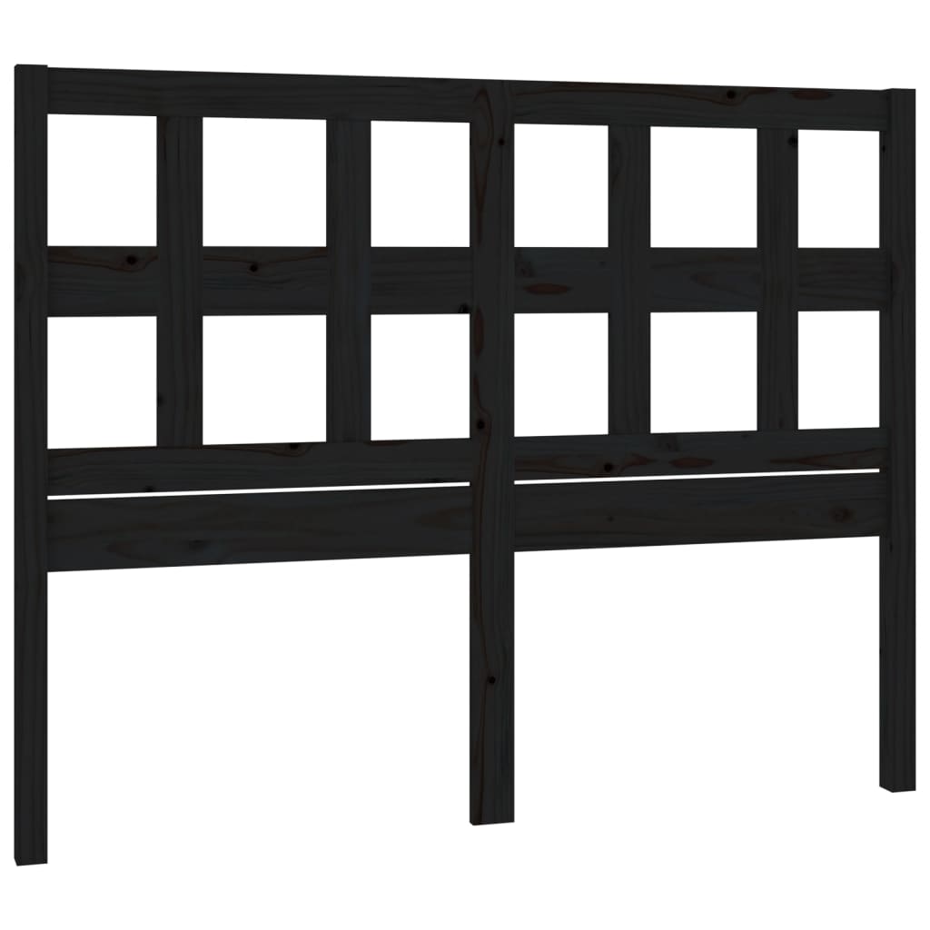 Bed Headboard Black 185.5x4x100 cm Solid Wood Pine