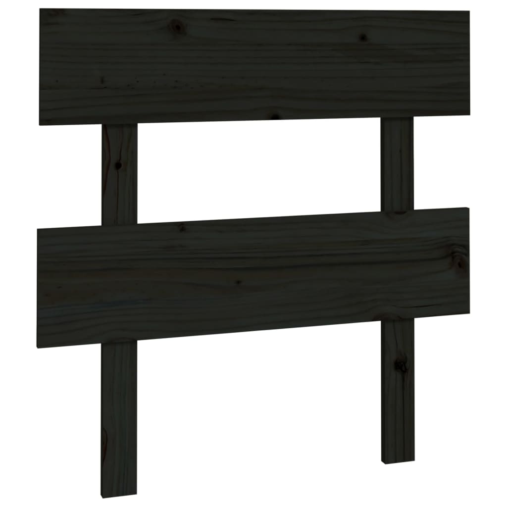 Bed Headboard Black 93.5x3x81 cm Solid Wood Pine