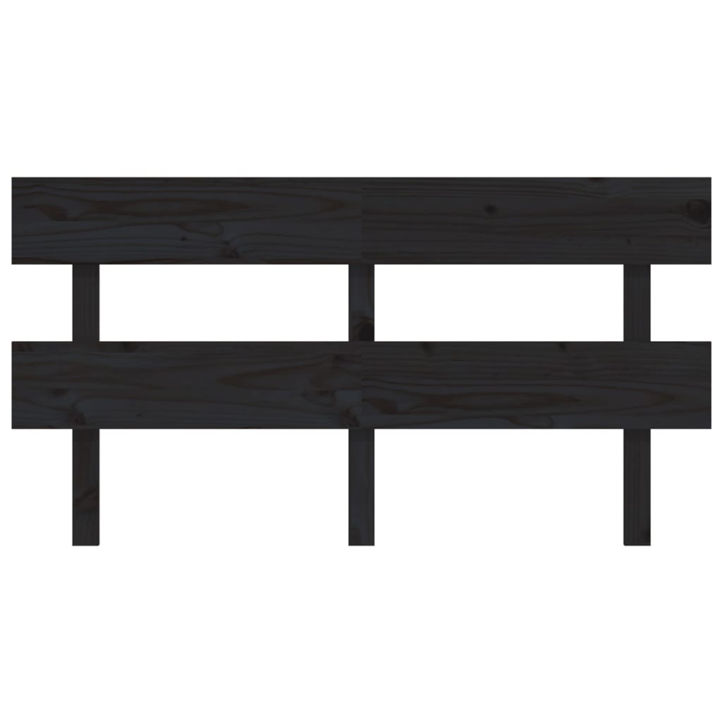 Bed Headboard Black 154x3x81 cm Solid Wood Pine