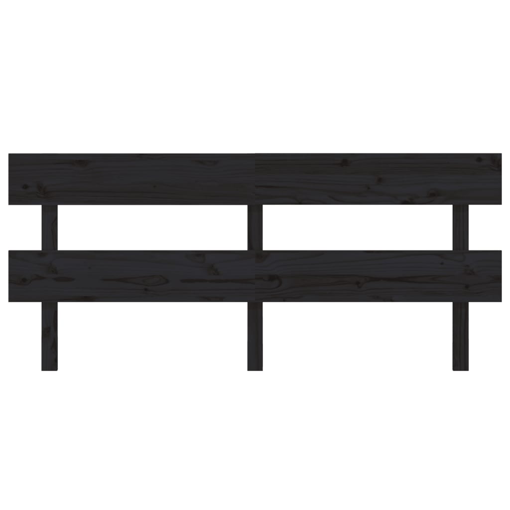 Bed Headboard Black 184x3x81 cm Solid Wood Pine