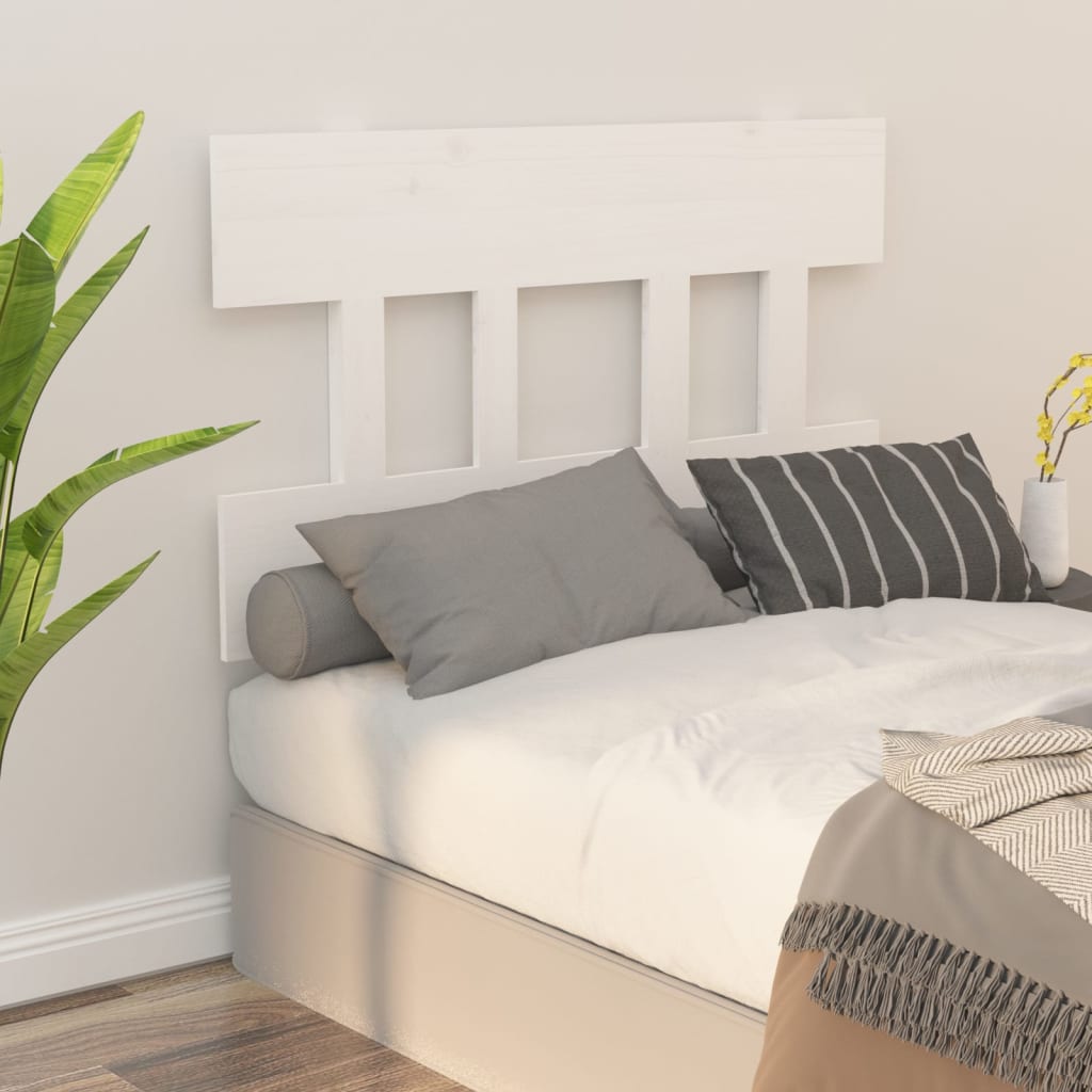 Bed Headboard White 93.5x3x81 cm Solid Wood Pine