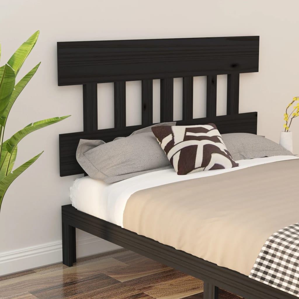 Bed Headboard Black 138.5x3x81 cm Solid Wood Pine