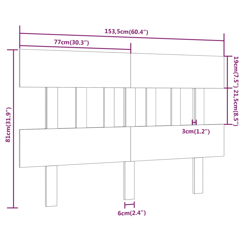 Bed Headboard 153.5x3x81 cm Solid Wood Pine