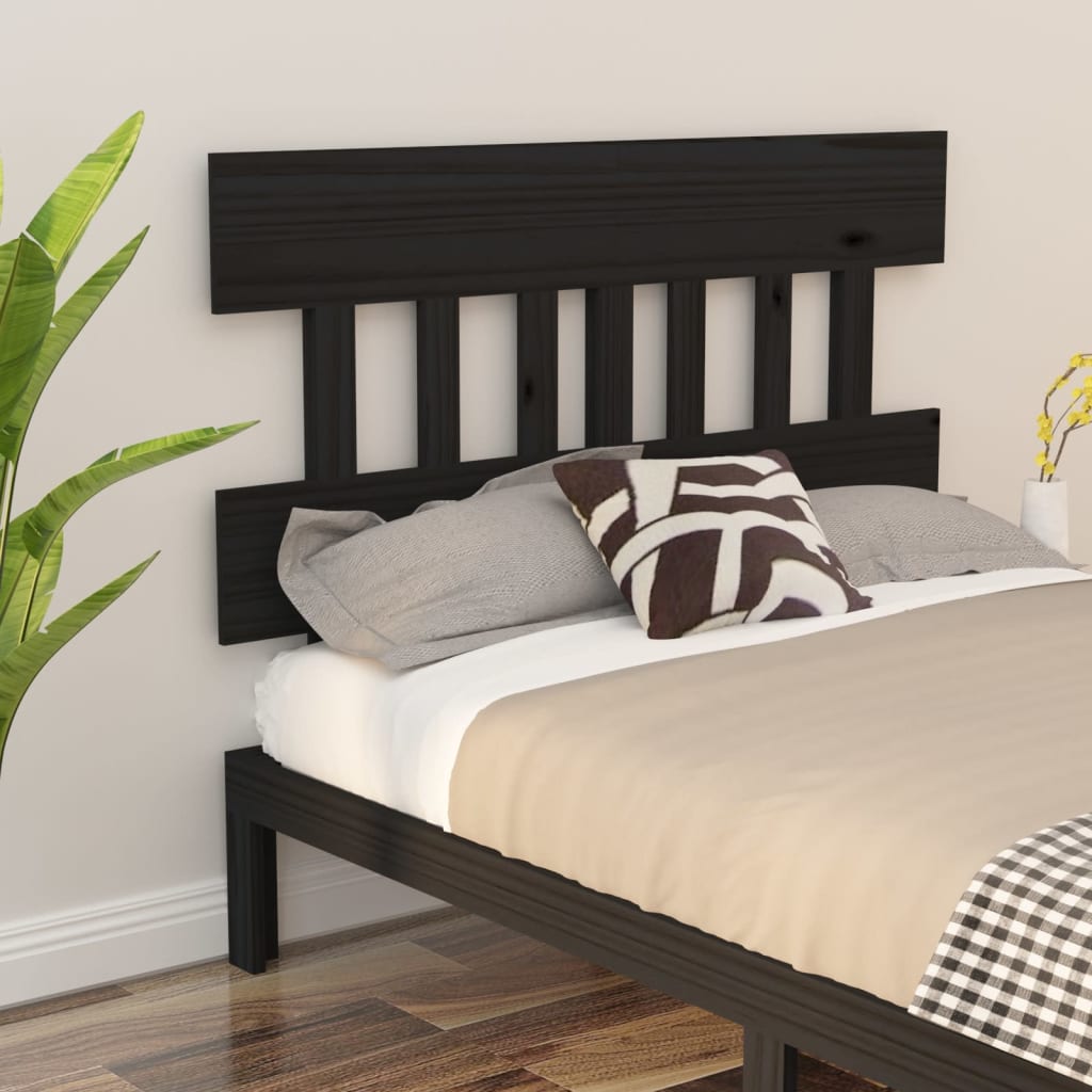 Bed Headboard Black 153.5x3x81 cm Solid Wood Pine