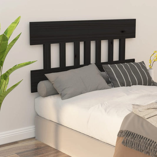 Bed Headboard Black 183.5x3x81 cm Solid Wood Pine