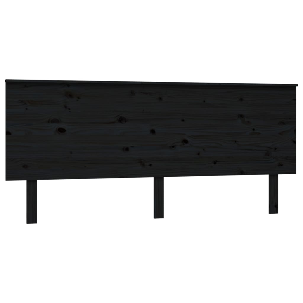 Bed Headboard Black 184x6x82.5 cm Solid Wood Pine