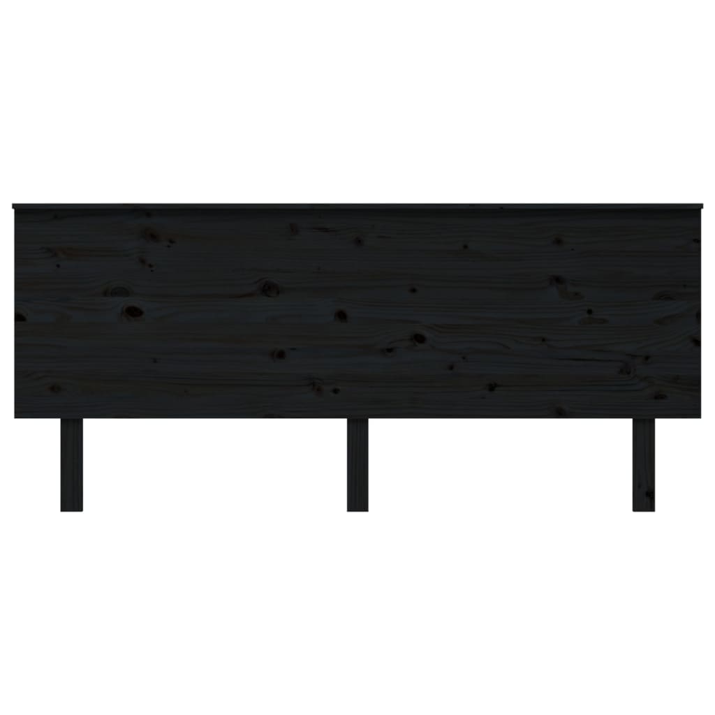 Bed Headboard Black 184x6x82.5 cm Solid Wood Pine