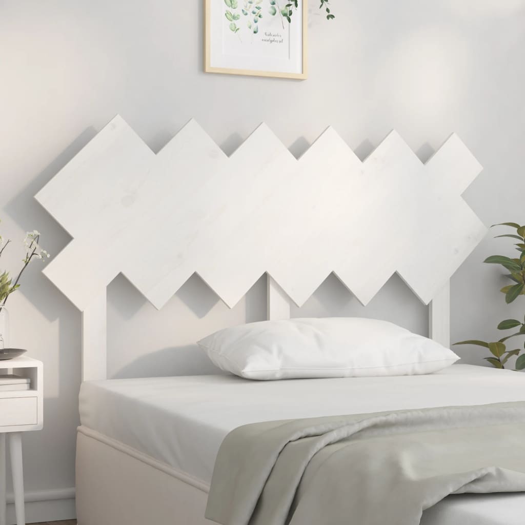 Bed Headboard White 132x3x81 cm Solid Wood Pine