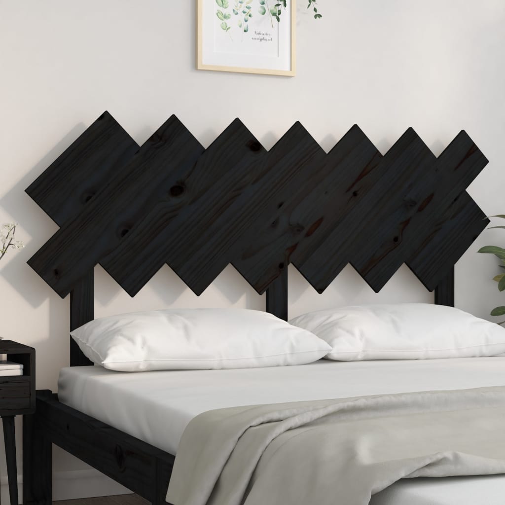 Bed Headboard Black 151.5x3x81 cm Solid Wood Pine