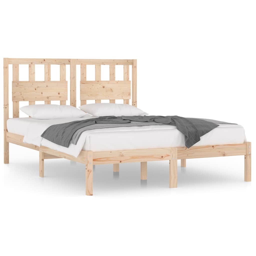 Bed Frame Solid Wood Pine 137x187 cm Double Size