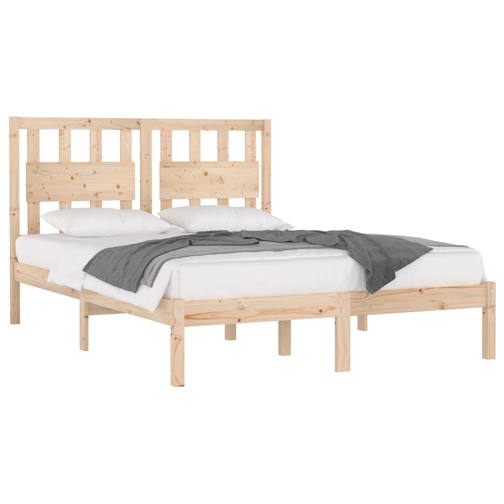 Bed Frame Solid Wood Pine 137x187 cm Double Size