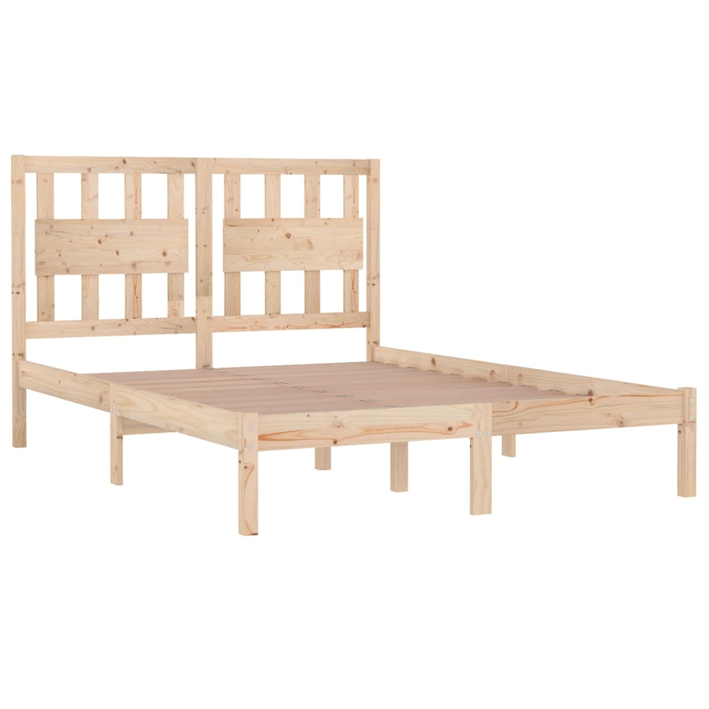 Bed Frame Solid Wood Pine 137x187 cm Double Size