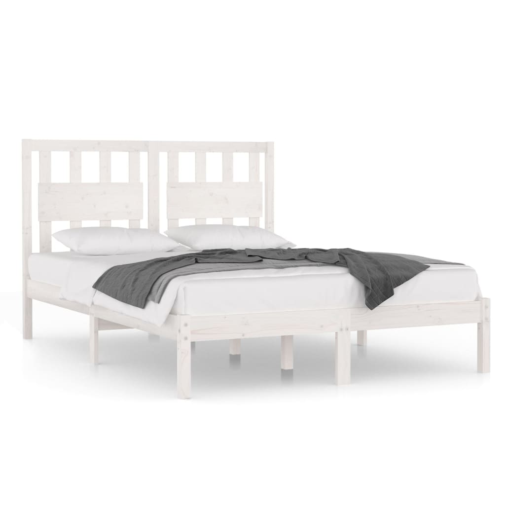 Bed Frame White Solid Wood Pine 183x203 cm King Size