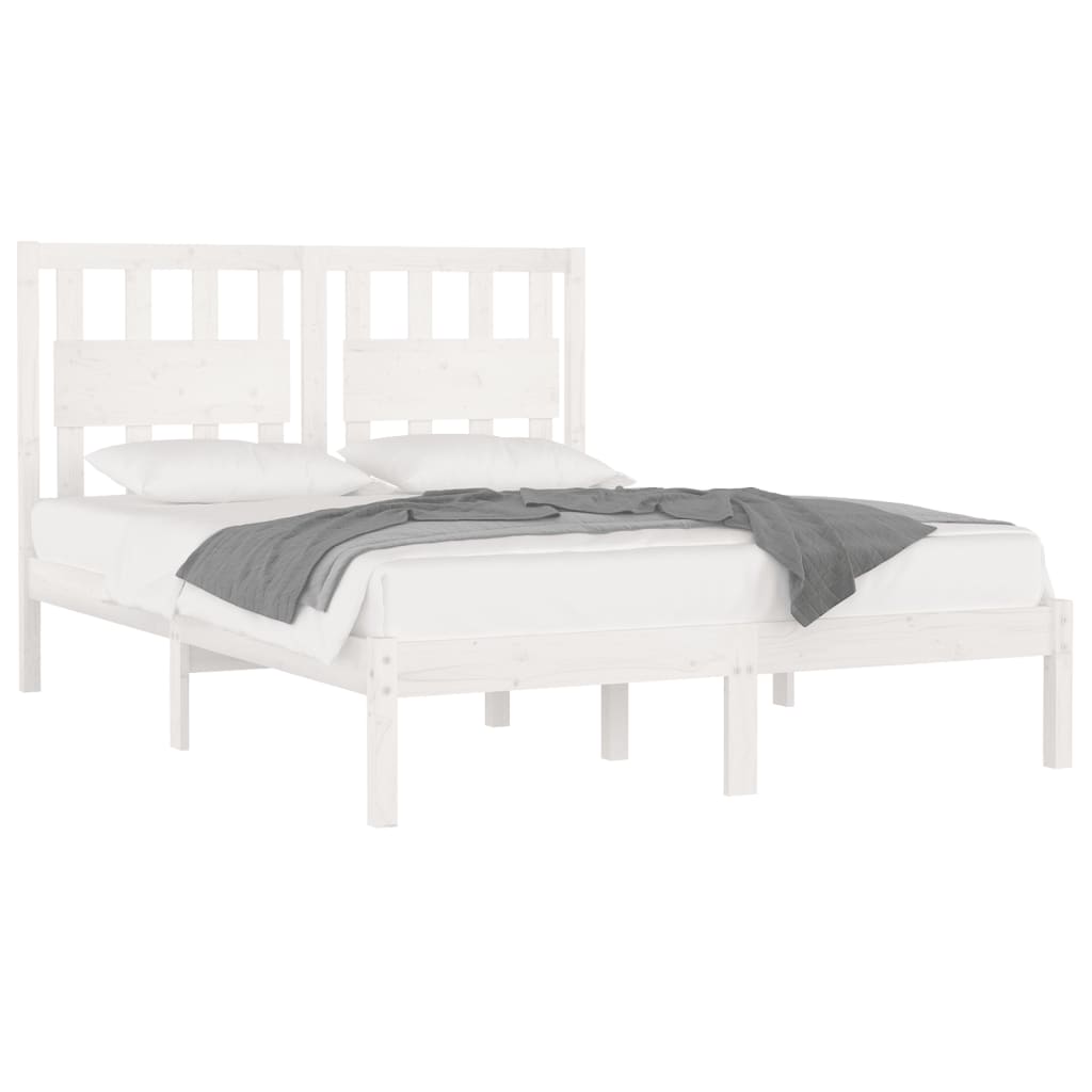 Bed Frame White Solid Wood Pine 183x203 cm King Size