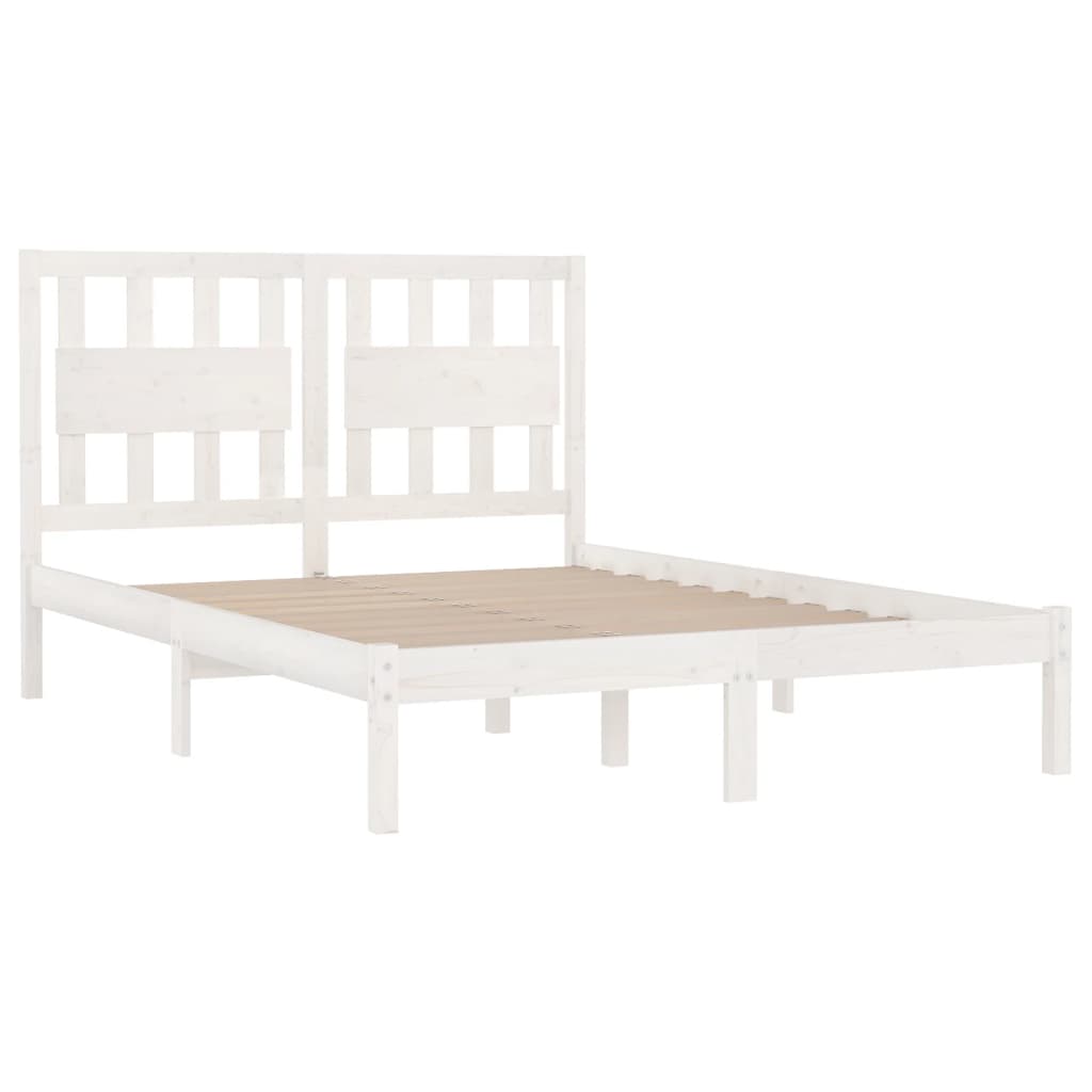 Bed Frame White Solid Wood Pine 183x203 cm King Size