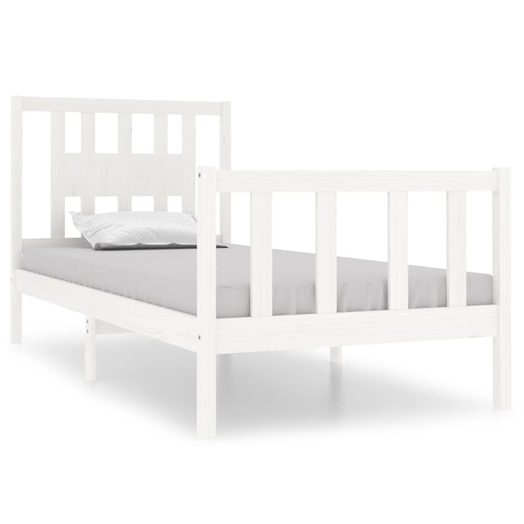 Bed Frame White Solid Wood 92x187 cm Single Size