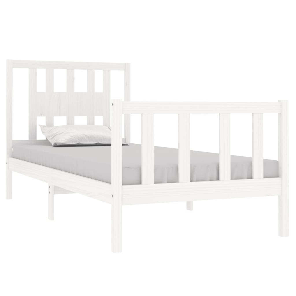 Bed Frame White Solid Wood 92x187 cm Single Size