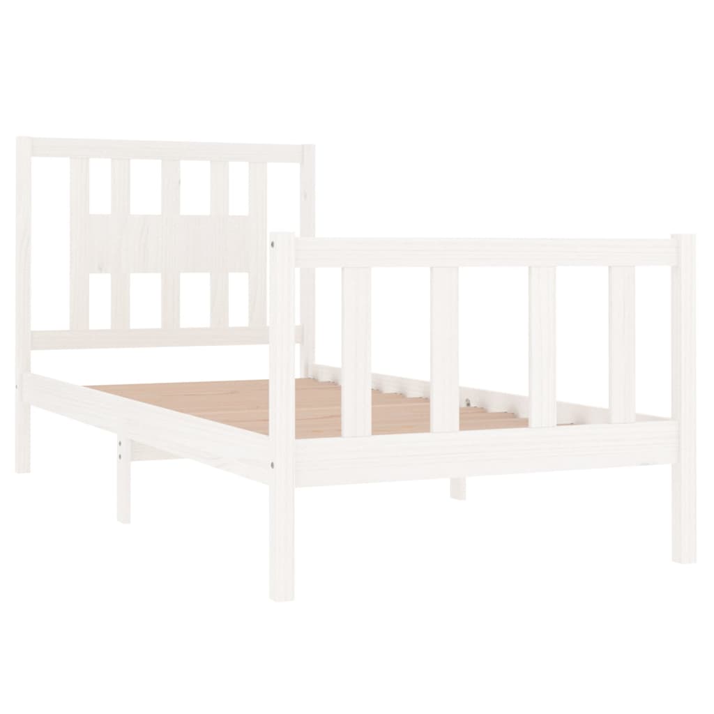 Bed Frame White Solid Wood 92x187 cm Single Size