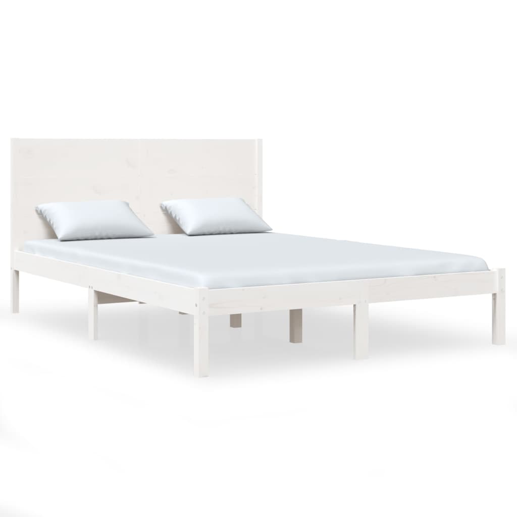 Bed Frame White Solid Wood 153x203 cm Queen Size