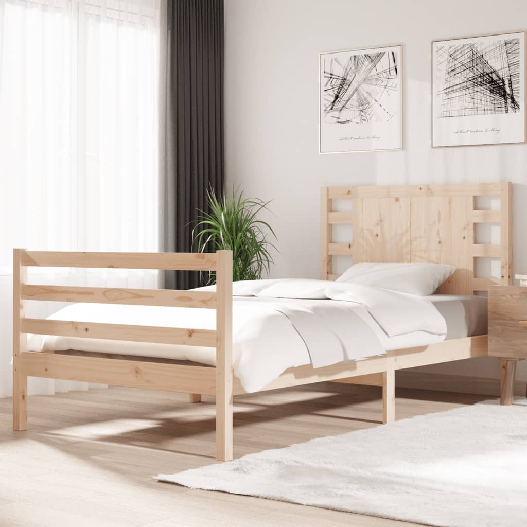 Bed Frame Solid Wood Pine 92x187 cm Single Size