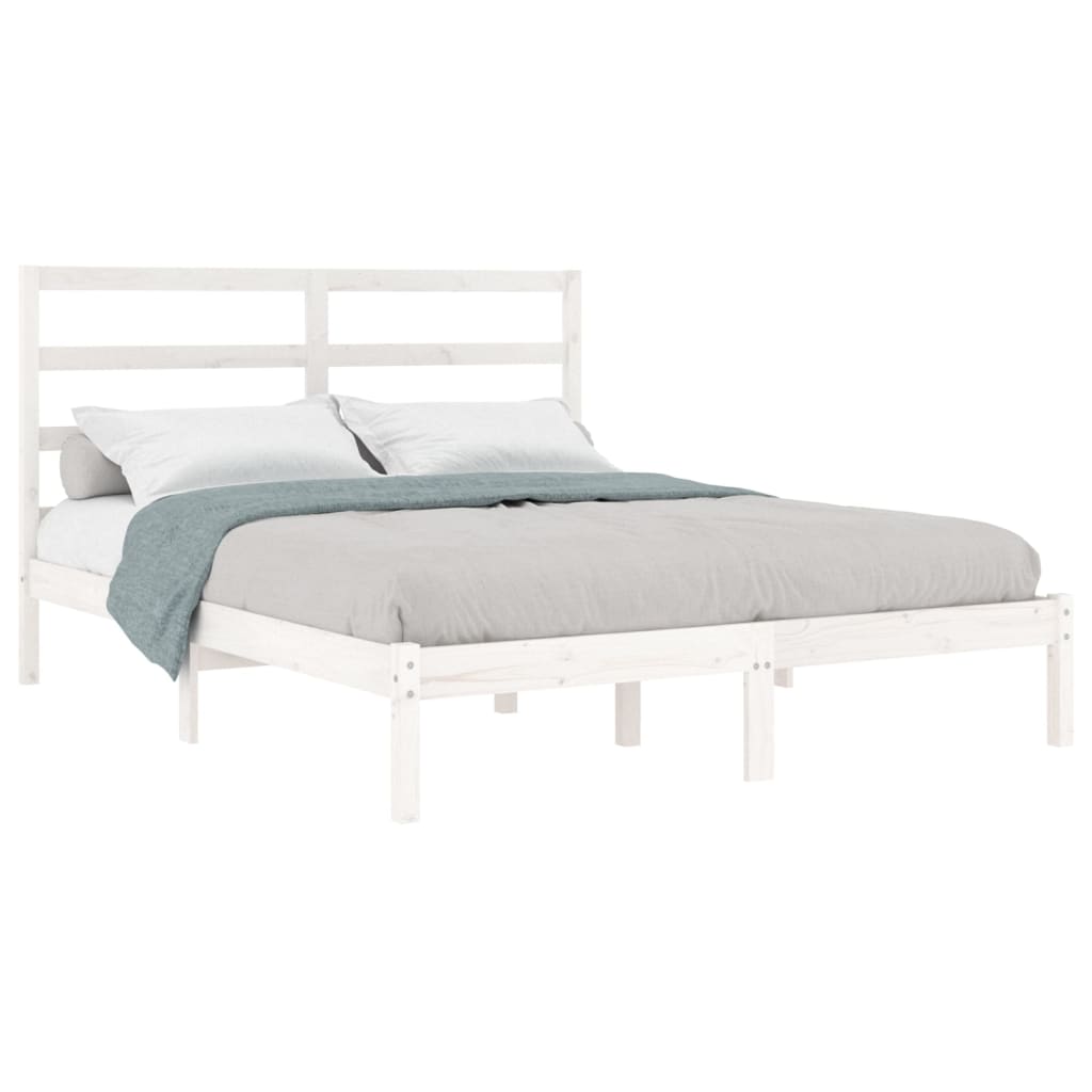 Bed Frame White Solid Wood 137x187 cm Double Size